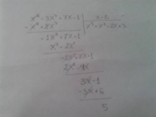 What is the remainder when the function f(x)=x^4 - 3x^3 +7x - 1 is divided by (x-2)