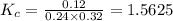 K_c=\frac{0.12}{0.24\times 0.32}=1.5625