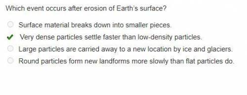 Which event occurs after erosion of earth’s surface?