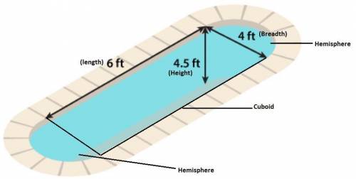 Maria has a swimming pool in her backyard. calculate the volume of the swimming pool. round your ans