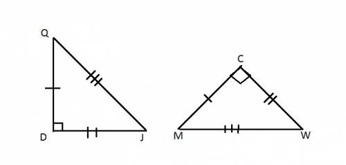 What is a correct congruence statement for the triangles shown?  enter your answer in the box.  △qdj