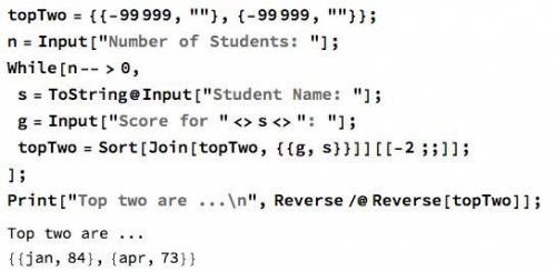 Write a program that prompts the user to enter the number of students and each student's name and sc