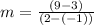 m=\frac{(9-3)}{(2-(-1))}