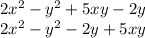2x^2-y^2+5xy-2y\\2x^2-y^2-2y+5xy