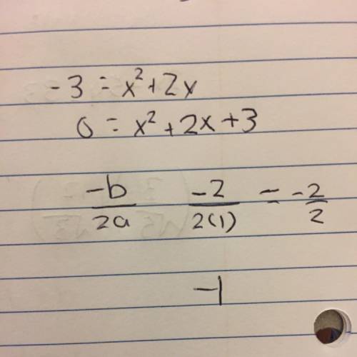 What is the value of the discrimination for the quadratic equation -3=-x^2+2x