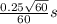 \frac{0.25\sqrt{60} }{60}s