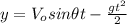 y=V_{o}sin\theta t-\frac{gt^{2}}{2}