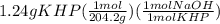 1.24gKHP(\frac{1mol}{204.2g})(\frac{1molNaOH}{1molKHP})