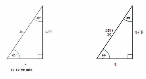 Which triangle is a 300-60°-90° triangle?  10 5/3 15 5/3