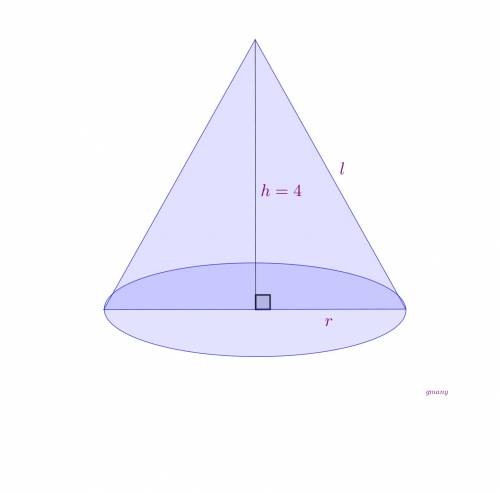 Geometry  !  will mark !   a cone with a base area of 9pi and height of 4, what is its volume in pi?