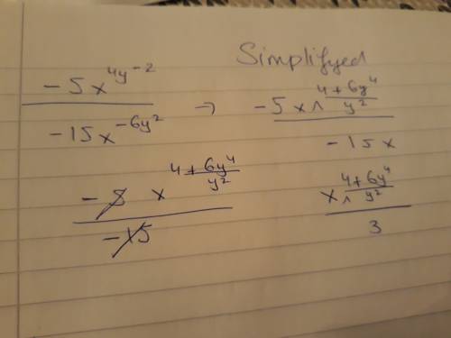 Simplify. express the answer using positive -5w^4y^-2\-15w^-6y^2