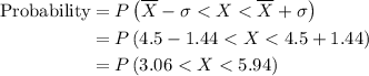 \begin{aligned}{\text{Probability}}&=P\left({\overline X-\sigma