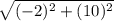 \sqrt{(- 2)^{2} + (10)^{2} }