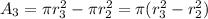 A_3 = \pi r_3^2 - \pi r_2^2 = \pi(r_3^2-r_2^2)