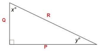 Use the triangle to answer the question. which equation shows a correct relationship of trigonometri