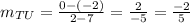 m_{TU}=\frac{0-(-2)}{2-7}=\frac{2}{-5}=\frac{-2}{5}