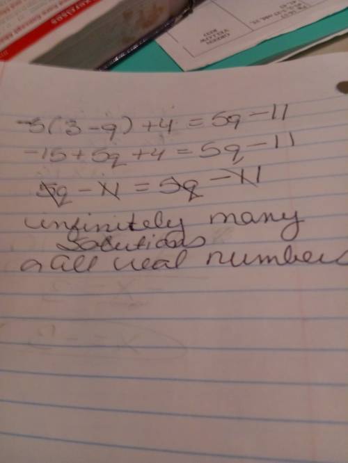Another math problem -5(3-q)+4=5q-11