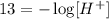 13=-\log[H^+]