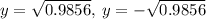 y=\sqrt{0.9856},\:y=-\sqrt{0.9856}