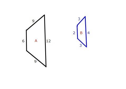 Qouadrilateral a has side length 6,9,9 and 12 quadrilateral b is a scaled copy of quadrilateral a, w