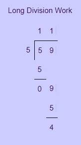 What is the exact remainder of 59 divided by 5?