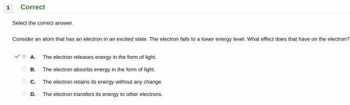 Consider an atom that has an electron in an excited state. the electron falls to a lower energy leve