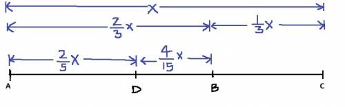 Point b is on line ac so that ab :  bc = 2 :  1. point d is on line ab so that ad :  db = 3 :  2. fi