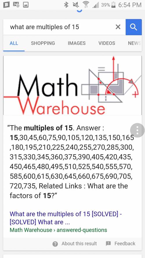 What are multiples of the factors of 15