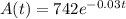 A(t)= 742e^{-0.03t}