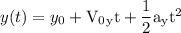 y(t) = y_0 +\rm V_0_yt +\dfrac{1}{2}a_yt^2\\\\