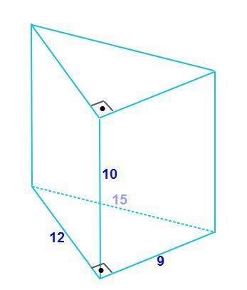 Apackage is in the shape of a triangular prism. the bases are right triangles with perpendicular leg