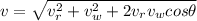 v = \sqrt{v_r^2 + v_w^2 + 2v_r v_w cos\theta}
