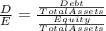 \frac{D}{E} = \frac{\frac{Debt}{Total Assets}}{\frac{Equity}{Total Assets}}