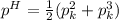 p^{H}=\frac{1}{2} (p_{k}^{2} + p_{k}^{3})