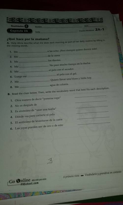 Please answer all on page in Spanish