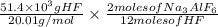 \frac{51.4 \times 10^{3} g HF}{20.01 g/mol}\times \frac{2 moles of Na_3AlF_6}{12 moles of HF}
