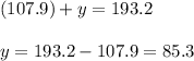 (107.9)+y=193.2\\\\\Rightarow\ y=193.2-107.9=85.3