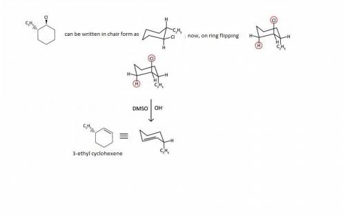 Draw the major e2 reaction product formed when trans-1-chloro-2-ethylcyclohexane (shown below) react