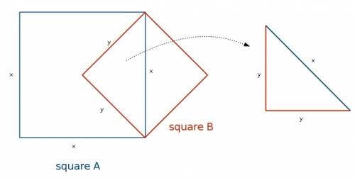 One side of square a is a diagonal of square b what is the ratio of the area of square b to the area