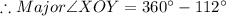 \therefore Major\angle XOY=360^{\circ}-112^{\circ}