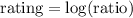 \text{rating}=\log(\text{ratio})