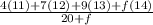 \frac{4(11)+7(12)+9(13)+f(14)}{20+f}