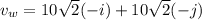 v_{w} = 10\sqrt{2}(-i) + 10\sqrt{2}(-j)
