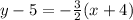 y-5=-\frac{3}{2}(x+4)