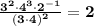 \mathbf{\frac{3^2 \cdot 4^3 \cdot 2^{-1}}{(3\cdot 4)^2} = 2}