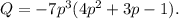 Q=-7p^3(4p^2+3p-1).
