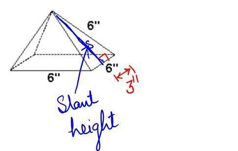Find the slant height of this square pyramid.   answer quickly and ill 5 star and brainliest //