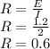 R=\frac{E}{I} \\ R=\frac{1.2}{2} \\ R=0.6