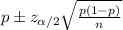 p \pm z_{\alpha/2} \sqrt{ \frac{p(1-p)}{n} }
