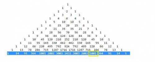 What is the least four-digit number in the first 15 rows of pascal's triangle?